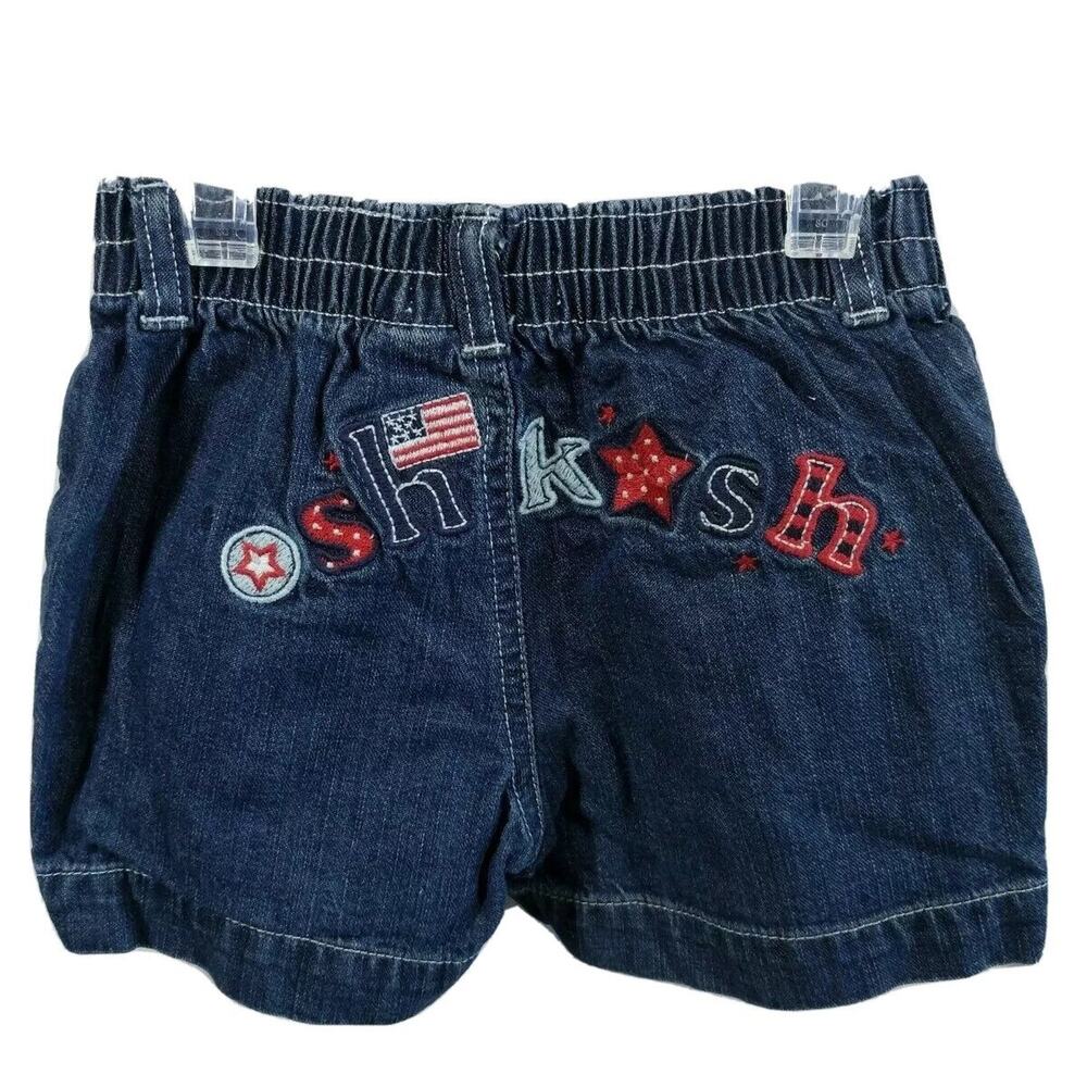Oshkosh Girls Shorts Size 2/2T Blue Denim Jeans Patriotic 4th Of July Holiday
